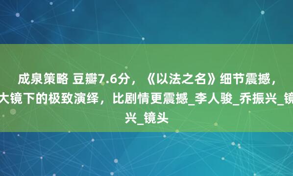 成泉策略 豆瓣7.6分，《以法之名》细节震撼，放大镜下的极致演绎，比剧情更震撼_李人骏_乔振兴_镜头