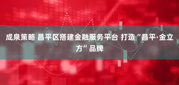 成泉策略 昌平区搭建金融服务平台 打造“昌平·金立方”品牌